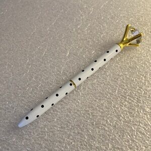 NWOT - Large Diamond Crystal Rhinestone White & Goldtone Ballpoint Pen